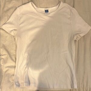 Old Navy Fitted Cream Short Sleeve Tee